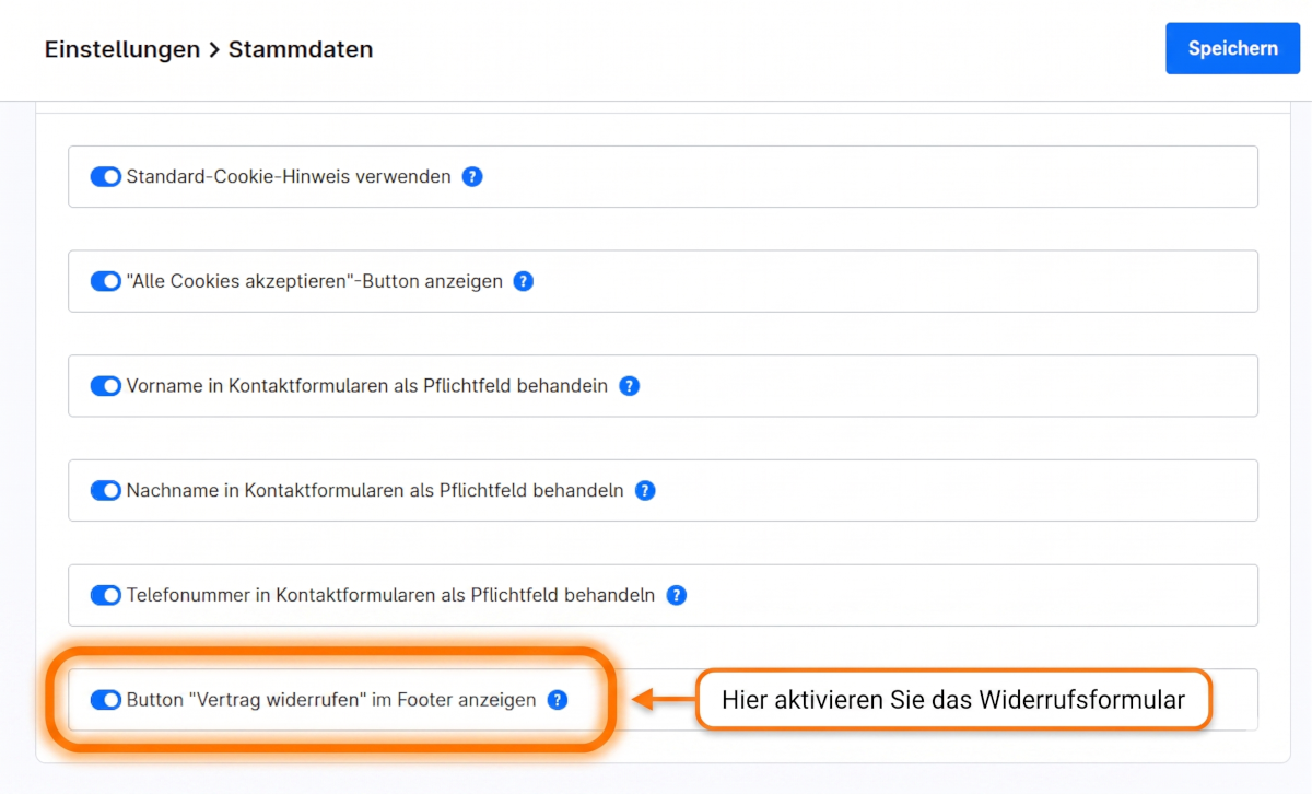 Widerrufformular aktivieren in Shopware 6