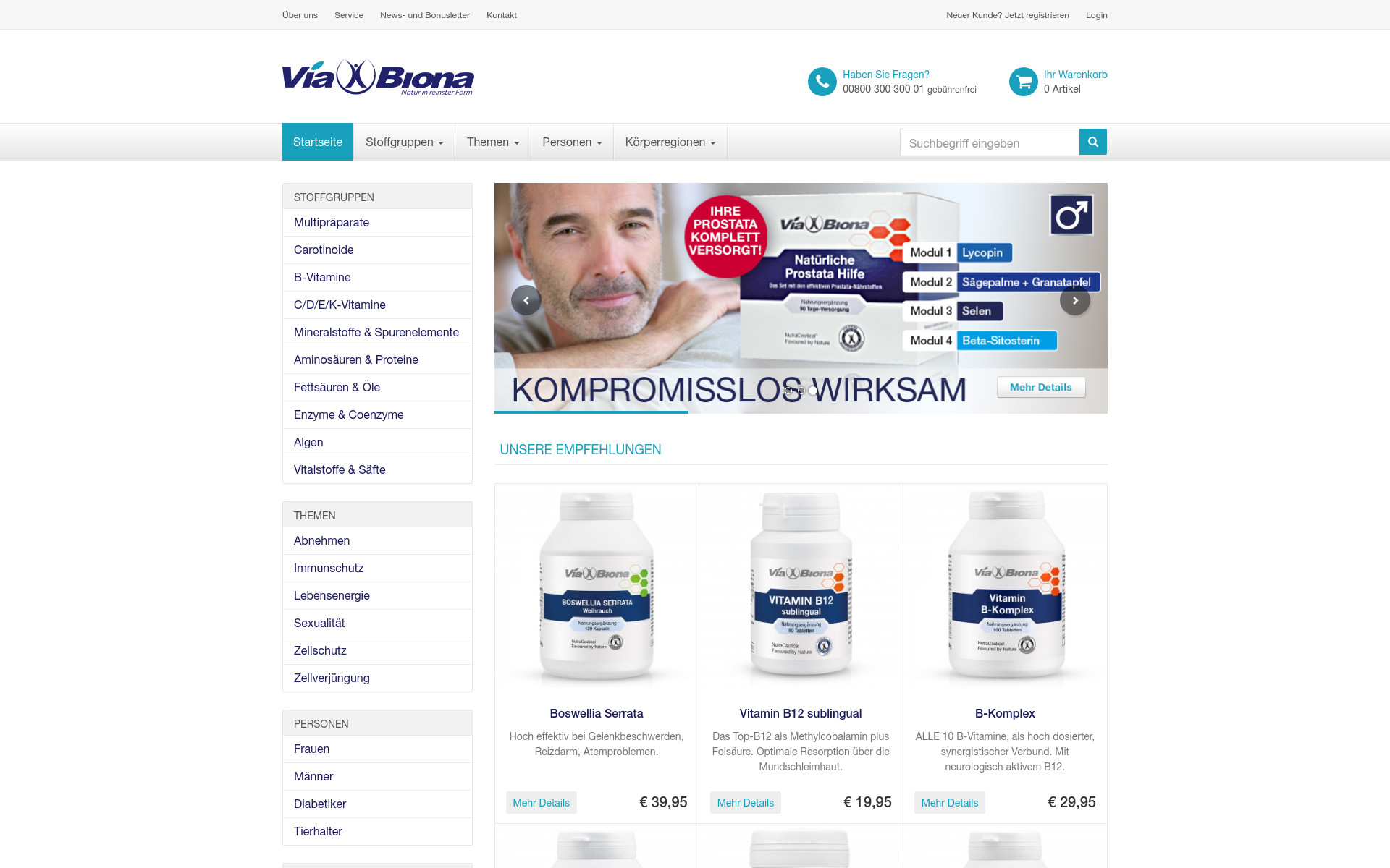 Viabiona – Responsive E-Commerce Lösung